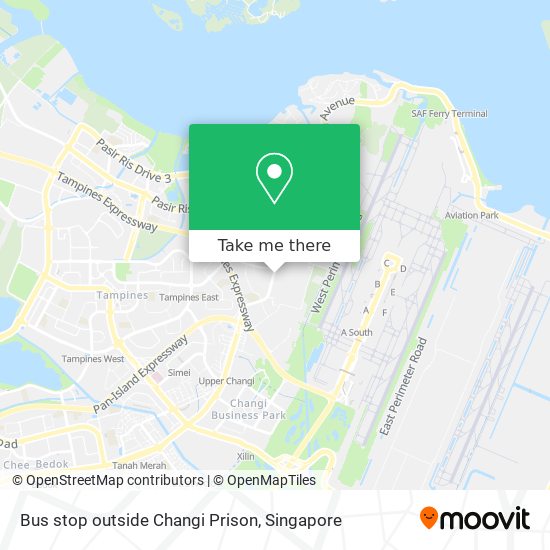 Bus stop outside Changi Prison map