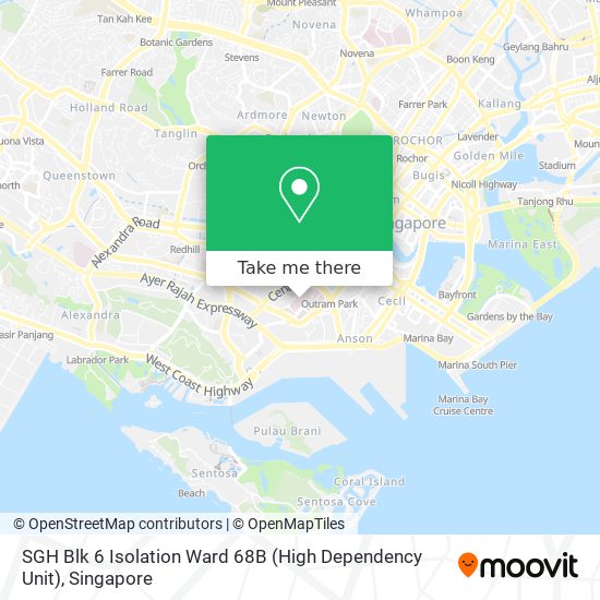 SGH Blk 6 Isolation Ward 68B (High Dependency Unit) map