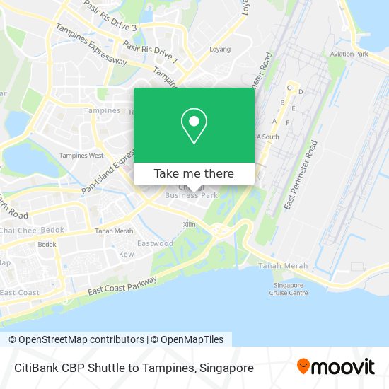 CitiBank CBP Shuttle to Tampines map