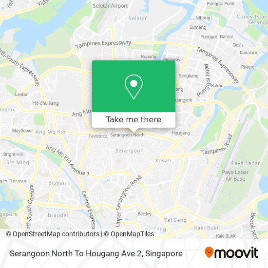 Serangoon North To Hougang Ave 2 map