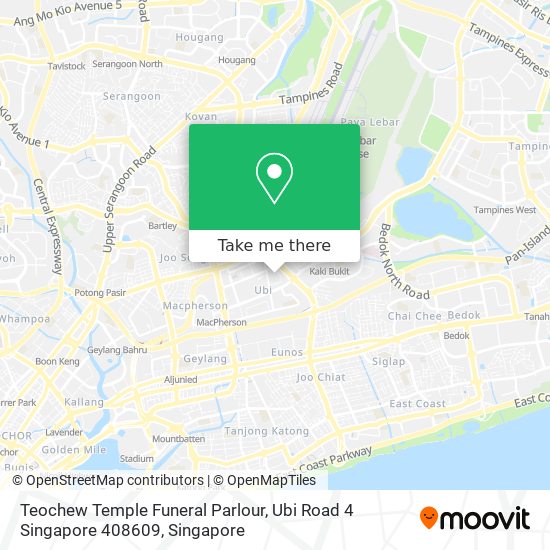 Teochew Temple Funeral Parlour, Ubi Road 4 Singapore 408609地图