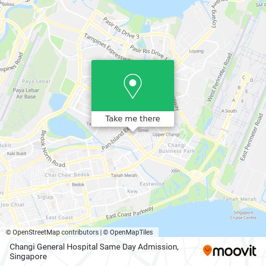 Changi General Hospital Same Day Admission map