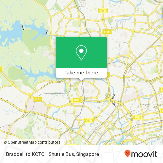 Braddell to KCTC1 Shuttle Bus map