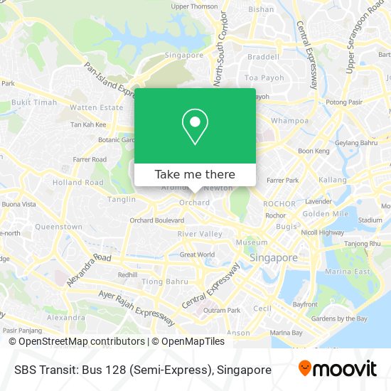 SBS Transit: Bus 128 (Semi-Express) map