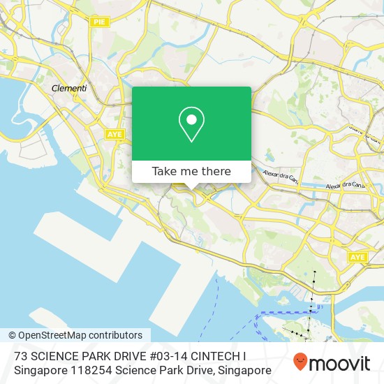 73 SCIENCE PARK DRIVE #03-14 CINTECH I Singapore 118254 Science Park Drive map