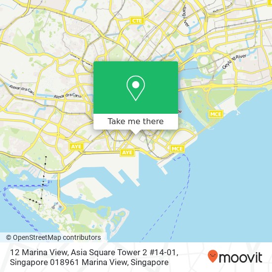 12 Marina View, Asia Square Tower 2 #14-01, Singapore 018961 Marina View map