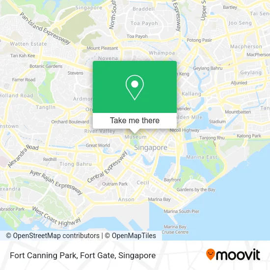 Fort Canning Park, Fort Gate map