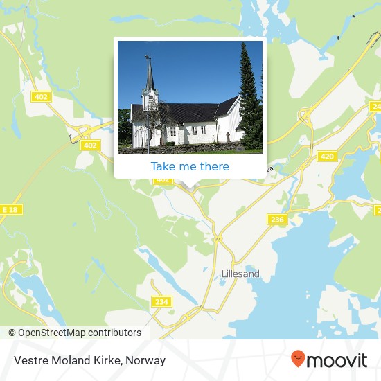 Vestre Moland Kirke map