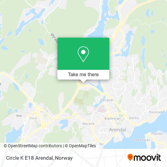Circle K E18 Arendal map