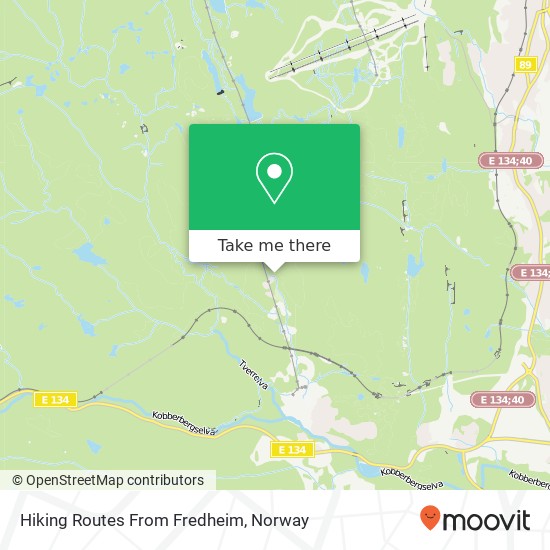 Hiking Routes From Fredheim map