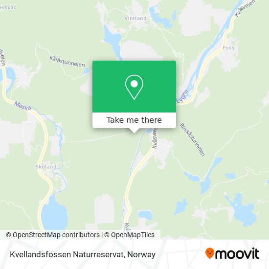 Kvellandsfossen Naturreservat map