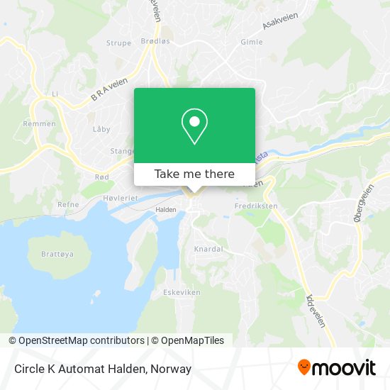 Circle K Automat Halden map