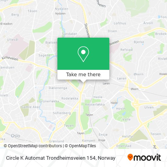 Circle K Automat Trondheimsveien 154 map