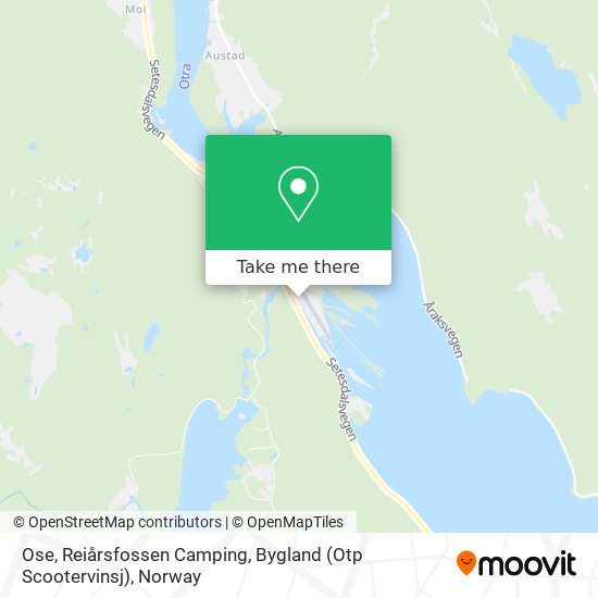 Ose, Reiårsfossen Camping, Bygland (Otp Scootervinsj) map