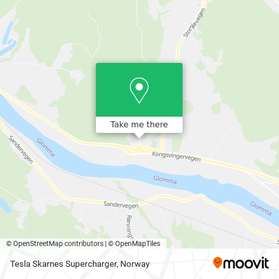 Tesla Skarnes Supercharger map