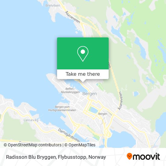 Radisson Blu Bryggen, Flybusstopp map