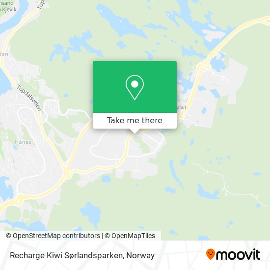 Recharge Kiwi Sørlandsparken map