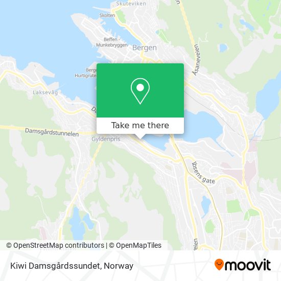 Kiwi Damsgårdssundet map