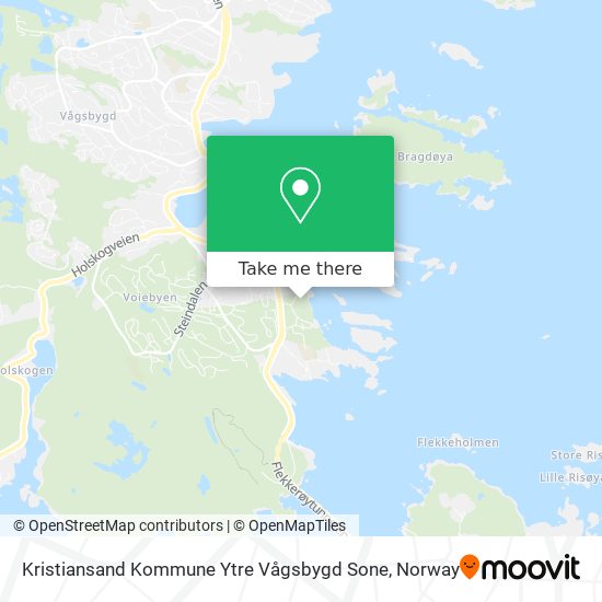Kristiansand Kommune Ytre Vågsbygd Sone map