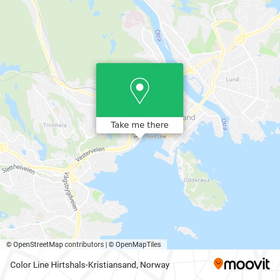 Color Line Hirtshals-Kristiansand map