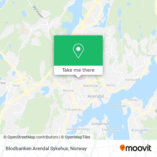 Blodbanken Arendal Sykehus map