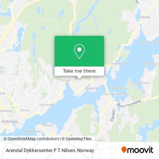 Arendal Dykkersenter F T Nilsen map