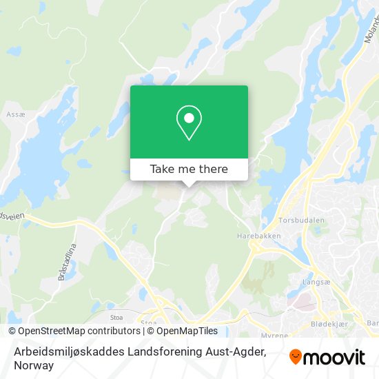 Arbeidsmiljøskaddes Landsforening Aust-Agder map