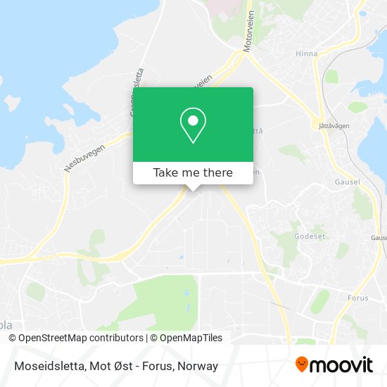Moseidsletta, Mot Øst - Forus map
