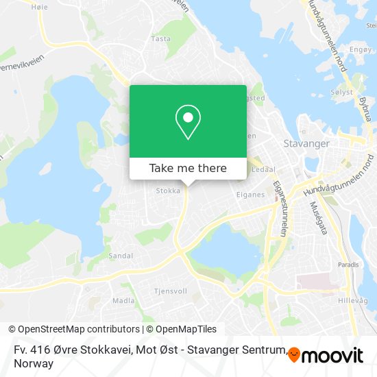 Fv. 416 Øvre Stokkavei, Mot Øst - Stavanger Sentrum map