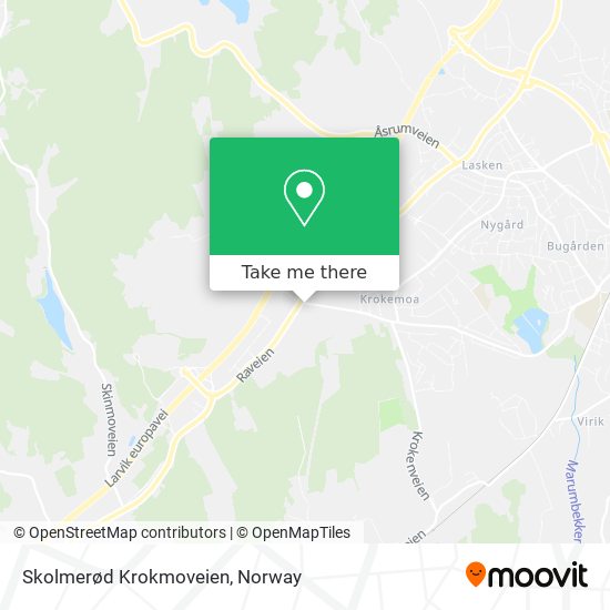 Skolmerød Krokmoveien map