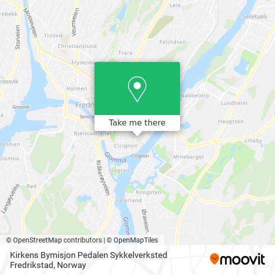 Kirkens Bymisjon Pedalen Sykkelverksted Fredrikstad map