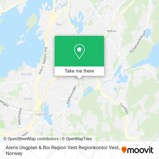 Aleris Ungplan & Boi Region Vest Regionkontor Vest map