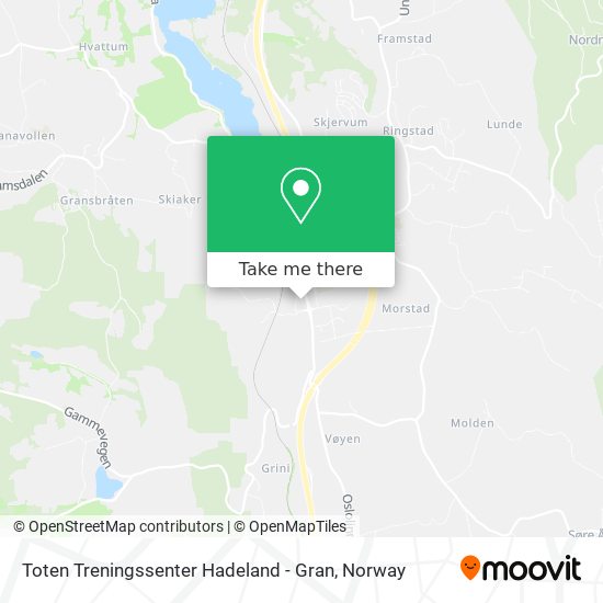 Toten Treningssenter Hadeland - Gran map