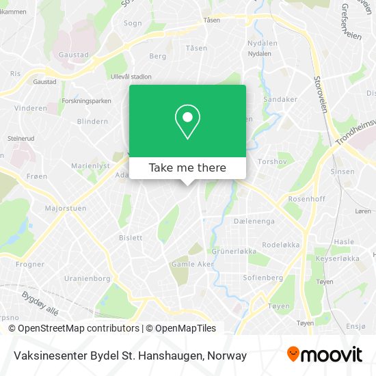Vaksinesenter Bydel St. Hanshaugen map