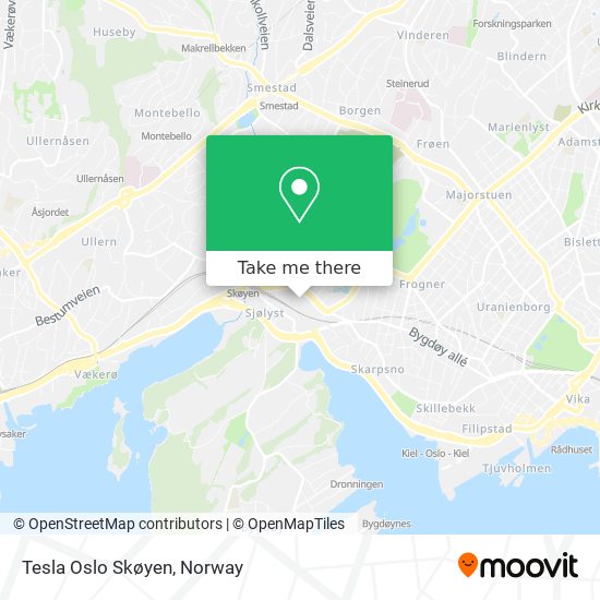 Tesla Oslo Skøyen map