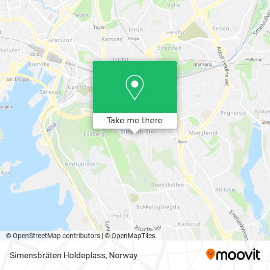 Simensbråten Holdeplass map