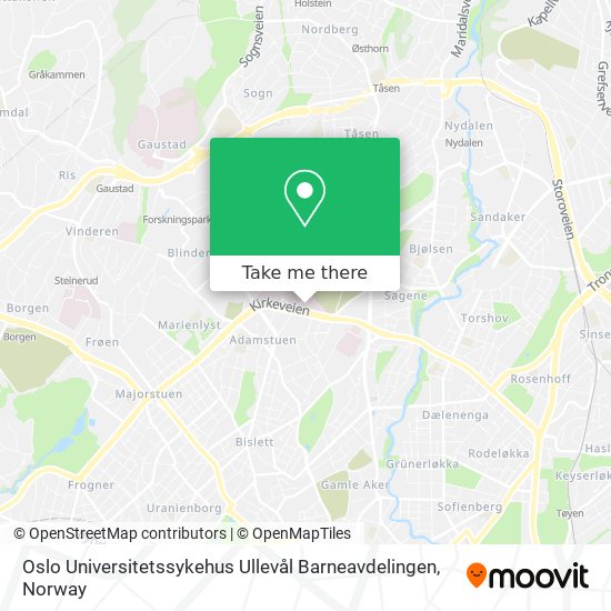 Oslo Universitetssykehus Ullevål Barneavdelingen map