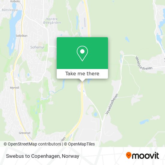 Swebus to Copenhagen map