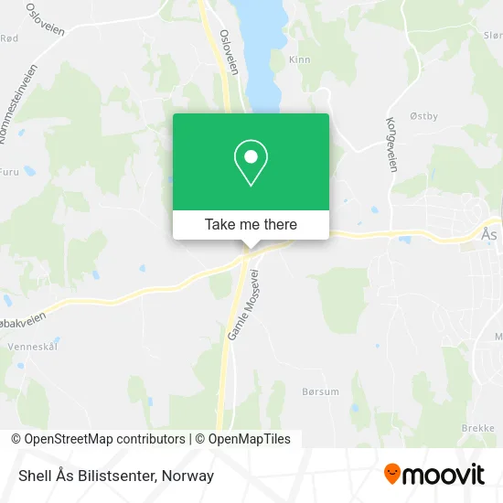 Shell Ås Bilistsenter map