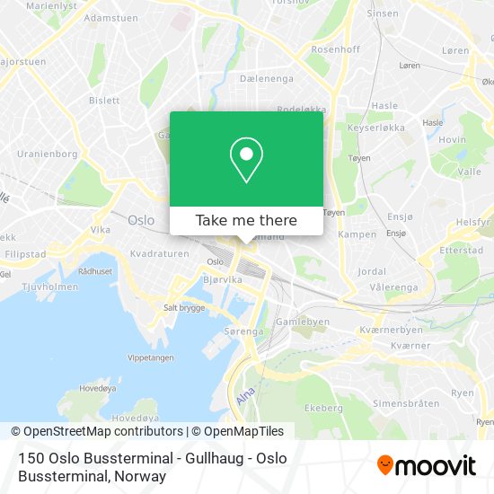 150 Oslo Bussterminal  - Gullhaug - Oslo Bussterminal map