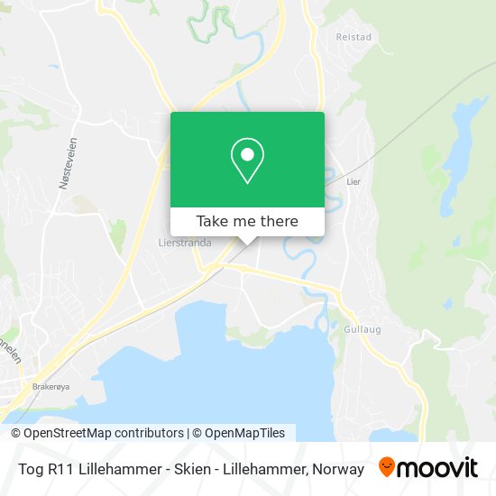 Tog R11 Lillehammer  - Skien - Lillehammer map