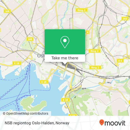 NSB regiontog Oslo-Halden map