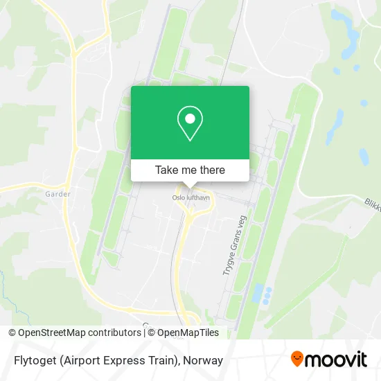 Flytoget (Airport Express Train) map