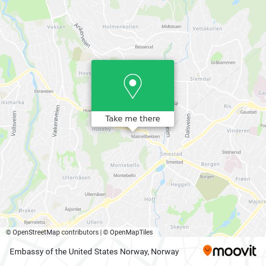 Embassy of the United States Norway map