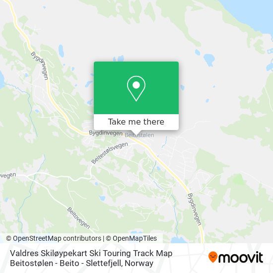 Valdres Skiløypekart Ski Touring Track Map Beitostølen - Beito - Slettefjell map