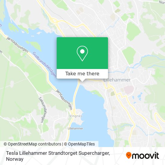 Tesla Lillehammer Strandtorget Supercharger map