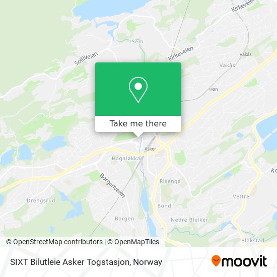 SIXT Bilutleie Asker Togstasjon map
