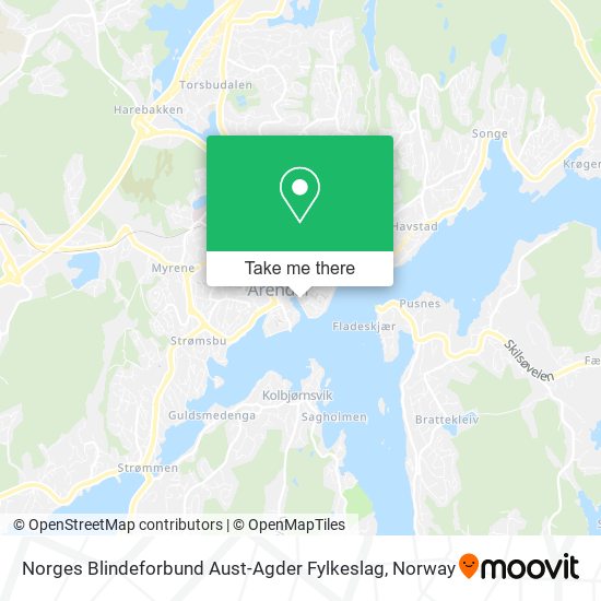 Norges Blindeforbund Aust-Agder Fylkeslag map