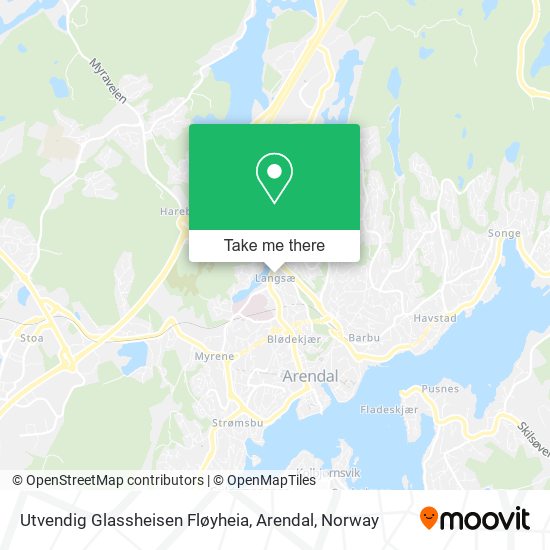 Utvendig Glassheisen Fløyheia, Arendal map