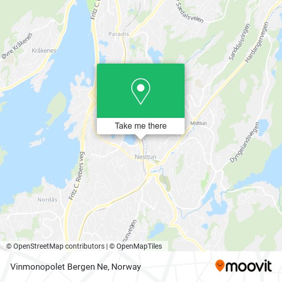 Vinmonopolet Bergen Ne map